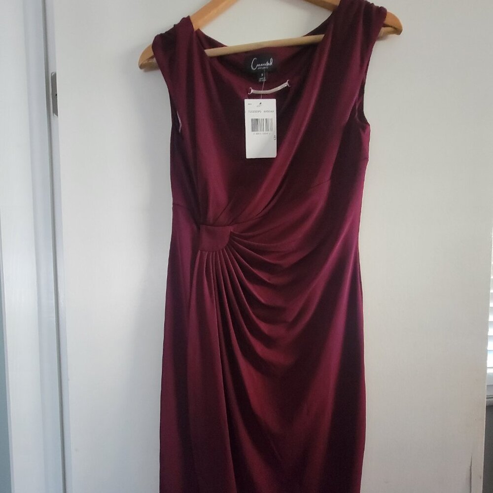 Burgundy/Maroon Size 6 elegant mock wrap dress